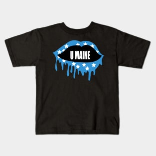 umaine lips with stars Kids T-Shirt